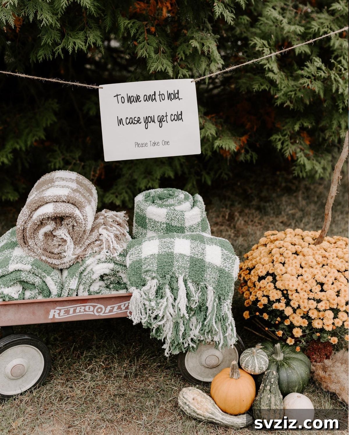 Warm Fall Backyard Wedding Inspirations 24 22. Blanket Wagon