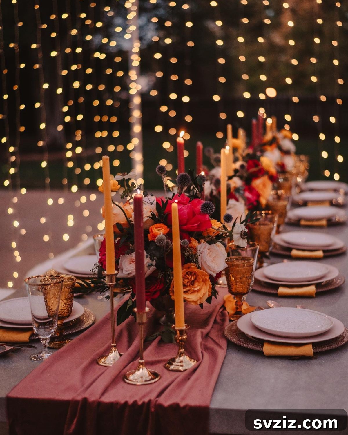 Warm Fall Backyard Wedding Inspirations 5 3. Fall Florals and Candles