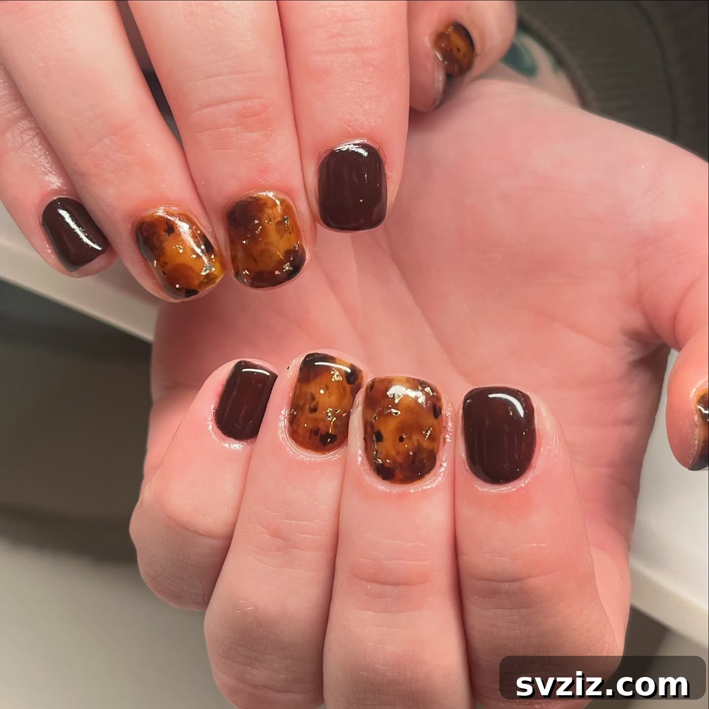 Elegant Tortoise Accent Nails for Fall