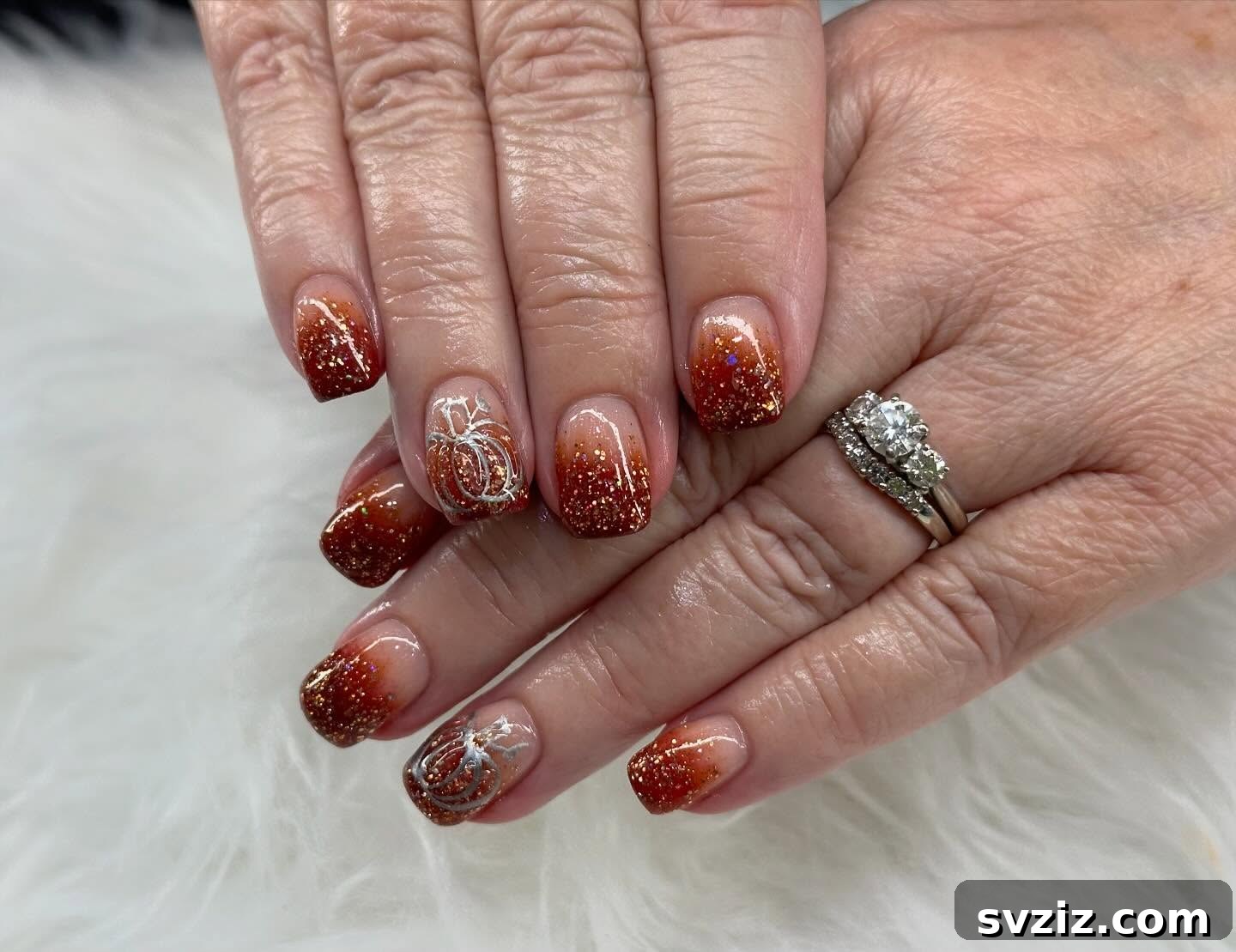 Festive Shimmery Orange Fall Manicure