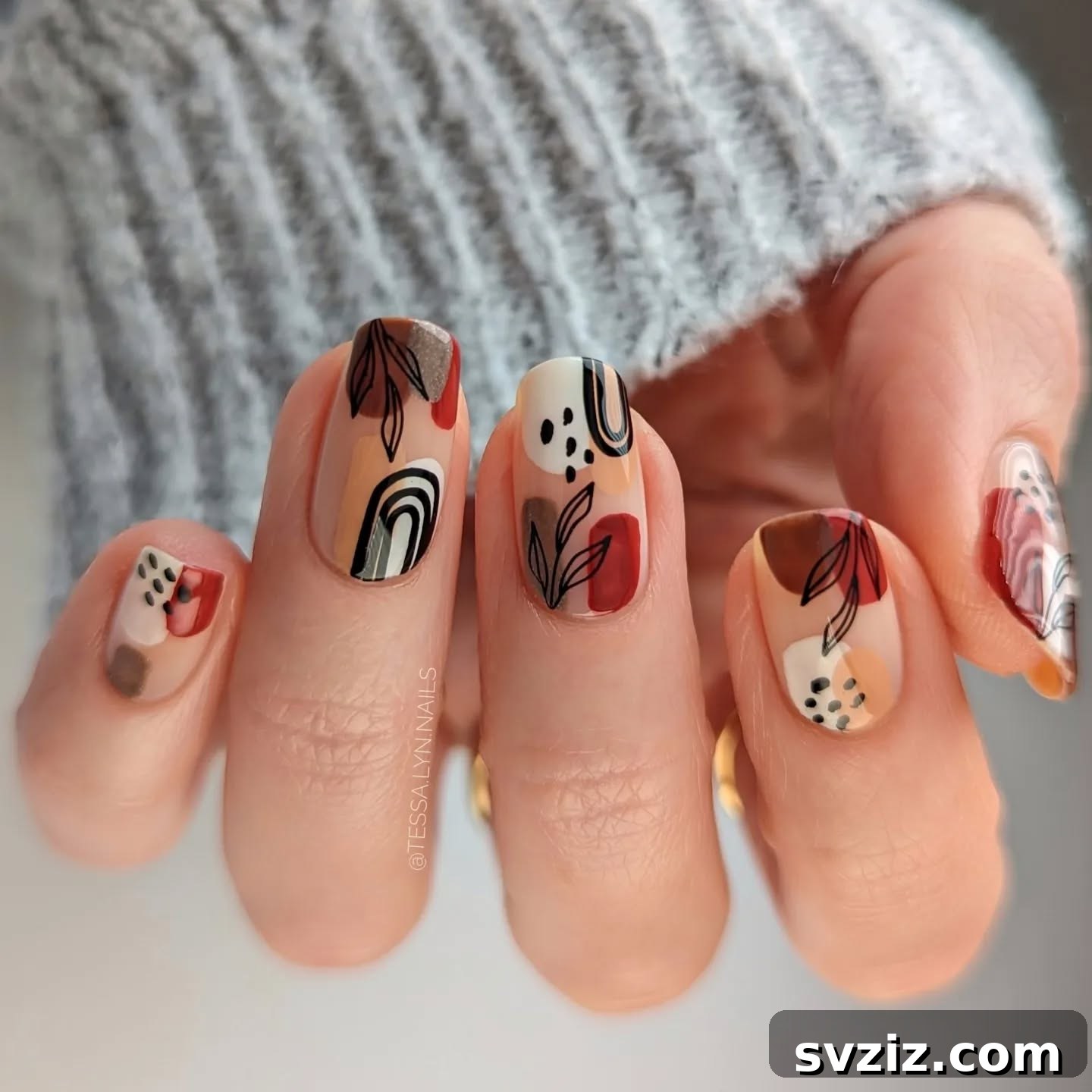 Artistic Abstract Fall Nail Designs