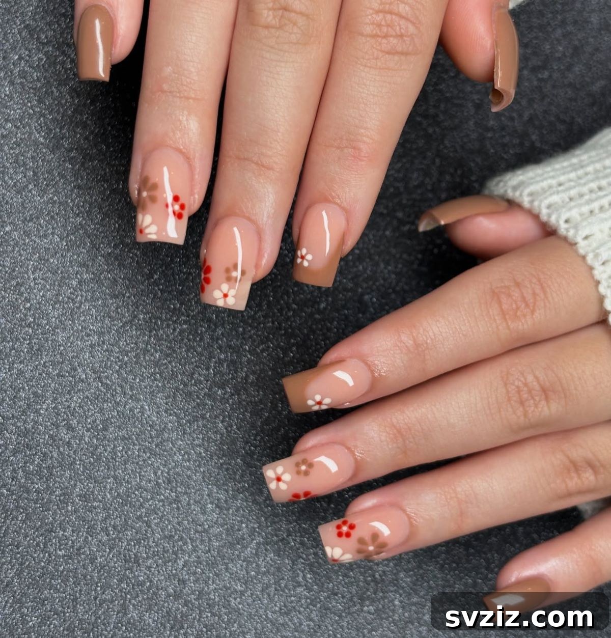 Delicate Dainty Fall Floral Nail Art