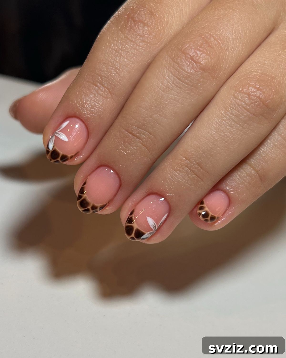 Trendy Leopard Print French Tips for Fall
