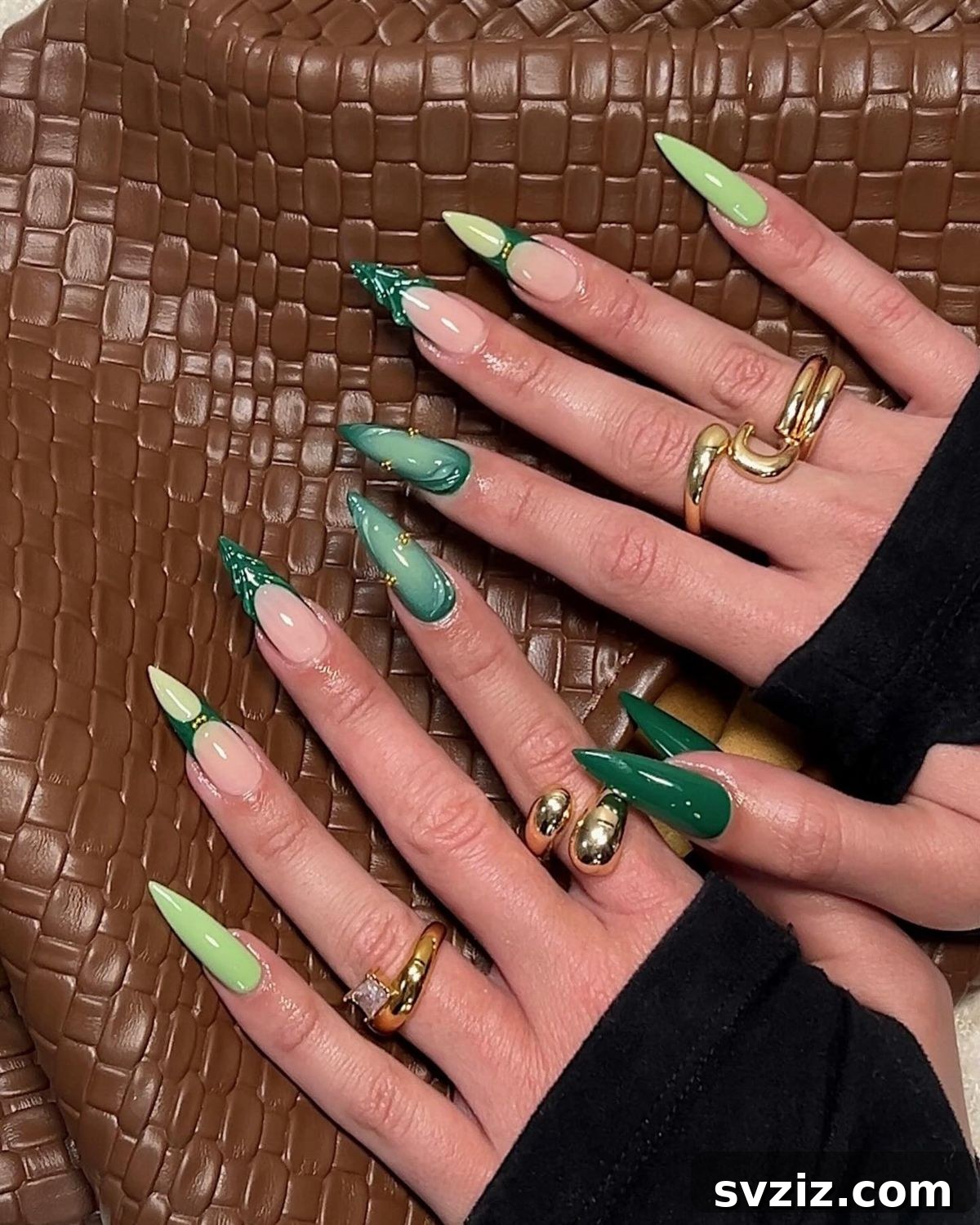 23 Hottest Autumn Nail Trends to Inspire You 15 Bewitching Long Green Nail Design