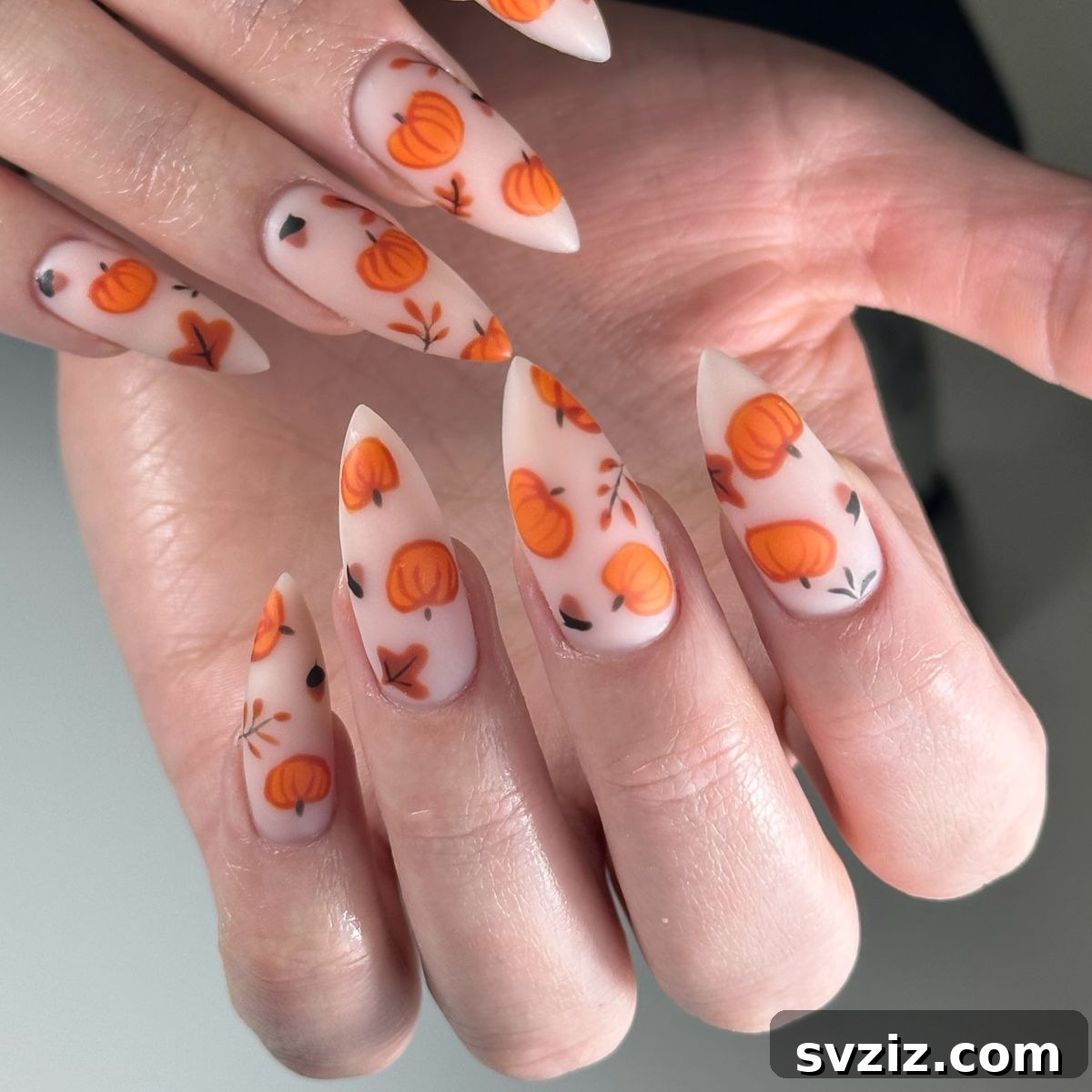 23 Hottest Autumn Nail Trends to Inspire You 19 Long Pumpkin Nail Art for Fall