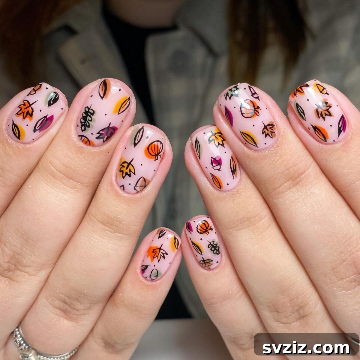 23 Hottest Autumn Nail Trends to Inspire You 8 Detailed Pumpkin and Leaf Nail Art for Autumn