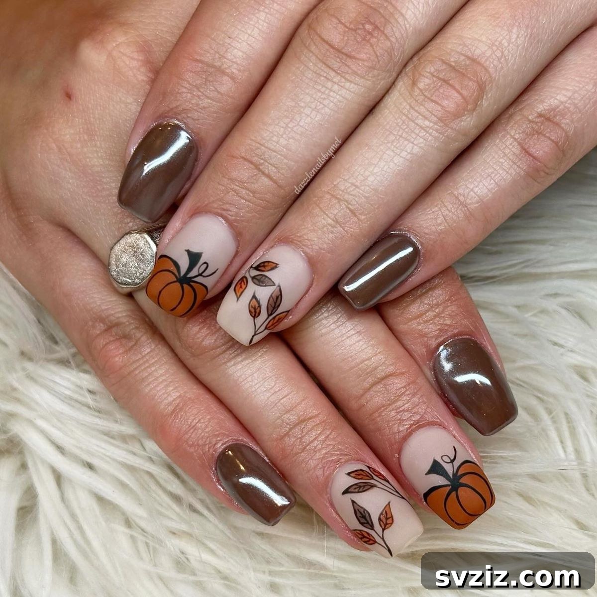 23 Hottest Autumn Nail Trends to Inspire You 9 Chrome Nails with Autumnal Accent Designs