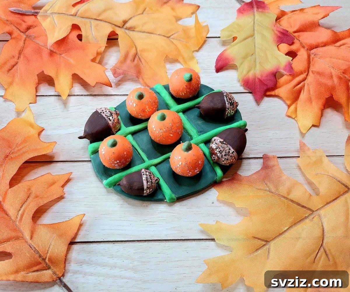 Unique Clay Pumpkin & Acorn Tic Tac Toe Board