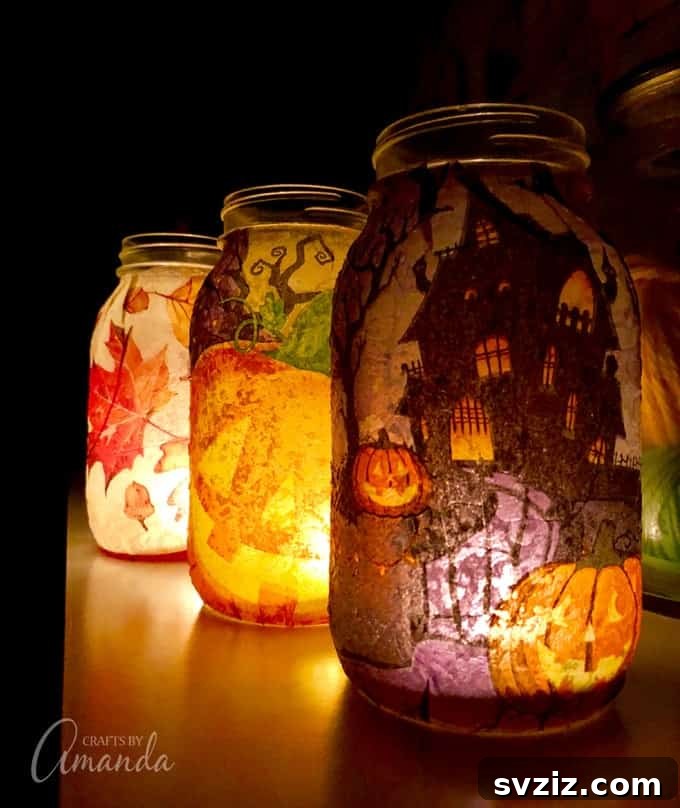 Festive Fall Napkin Luminaries for Halloween & Autumn