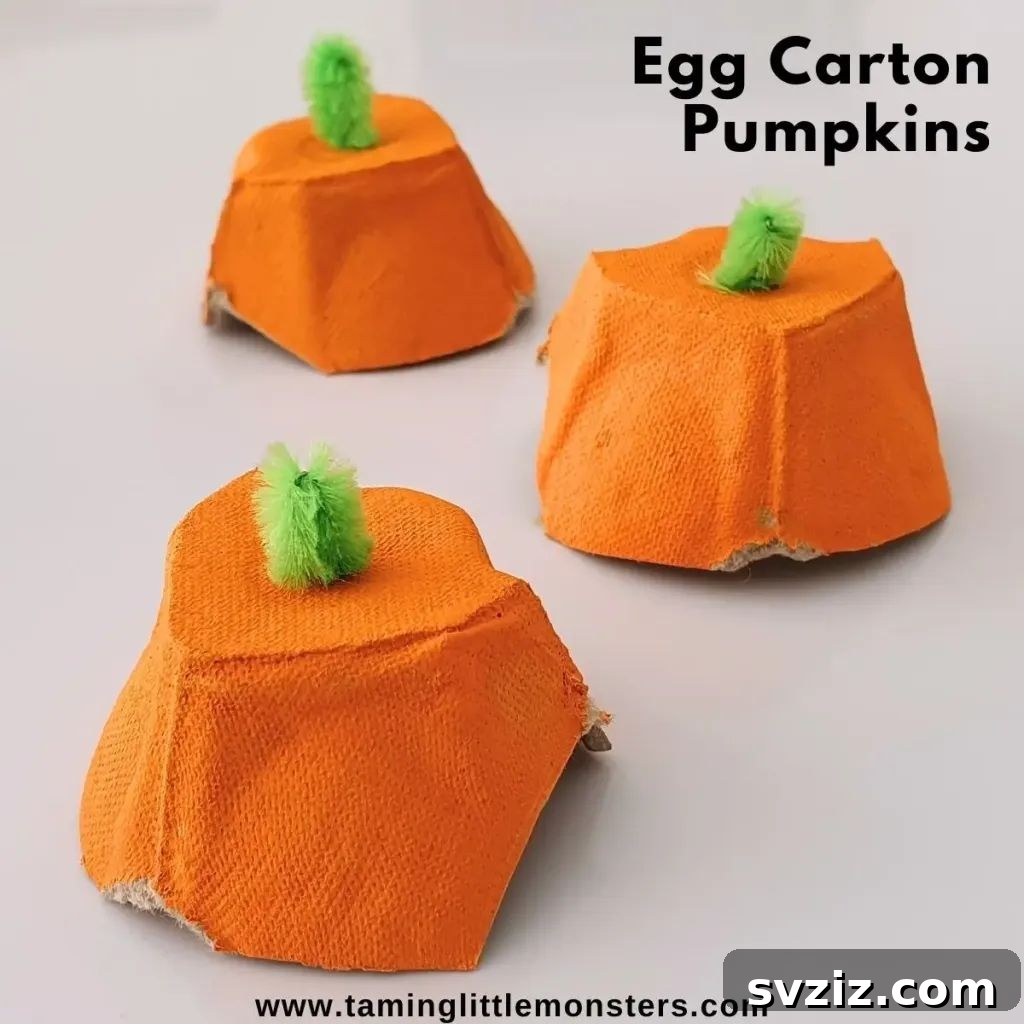 27 Delightful Autumn Crafts for Little Ones 13 Recycled Egg Carton Pumpkin Craft for creative toddlers