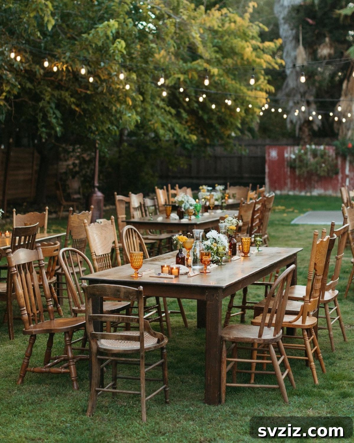 21 Elegant Fall Rustic Wedding Tabletop Concepts 10 Rustic Fall Wedding Tablescape with Vintage Chairs and Romantic Lighting