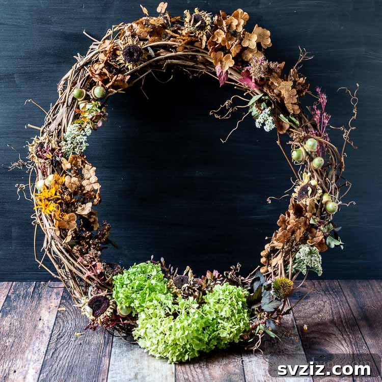 31 Chic Fall DIY Projects for Adult Homes 17 Unique DIY natural fall wreath, crafted from foraged autumn elements, perfect for celebrating nature.