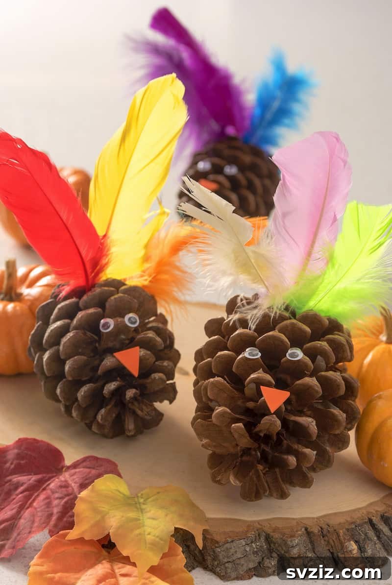 Traditional Pinecone Turkey craft, a classic fall activity for kids