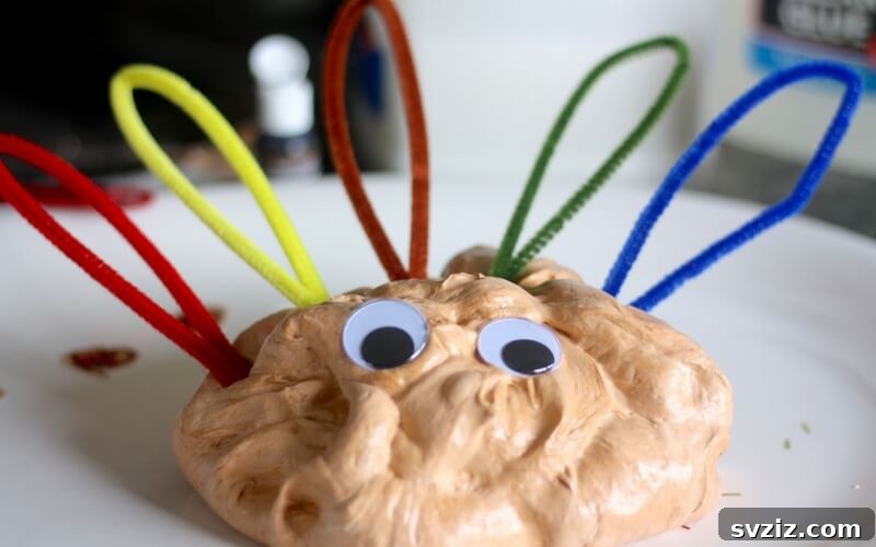 Thanksgiving Fluffy Slime with Colorful Turkey Feathers for Kids
