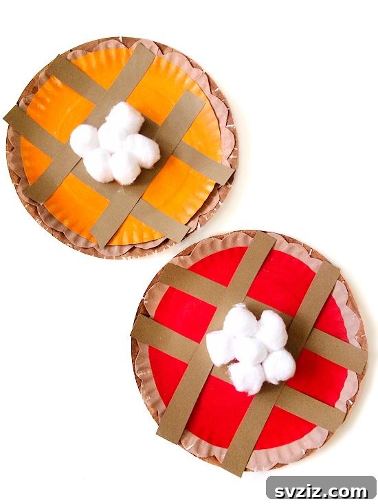 Kids crafting a Paper Plate Pie for Thanksgiving decoration