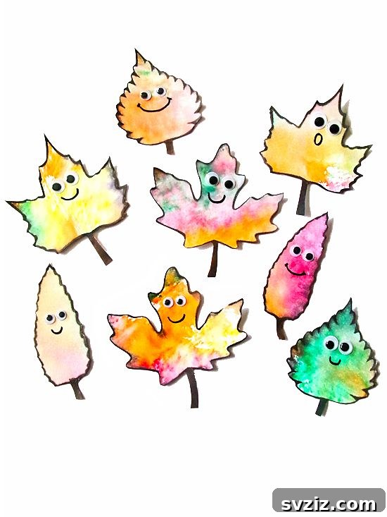 23 Gobble-Worthy Thanksgiving Art Ideas for Little Hands 22 20. Foil Watercolor Leaf Craft