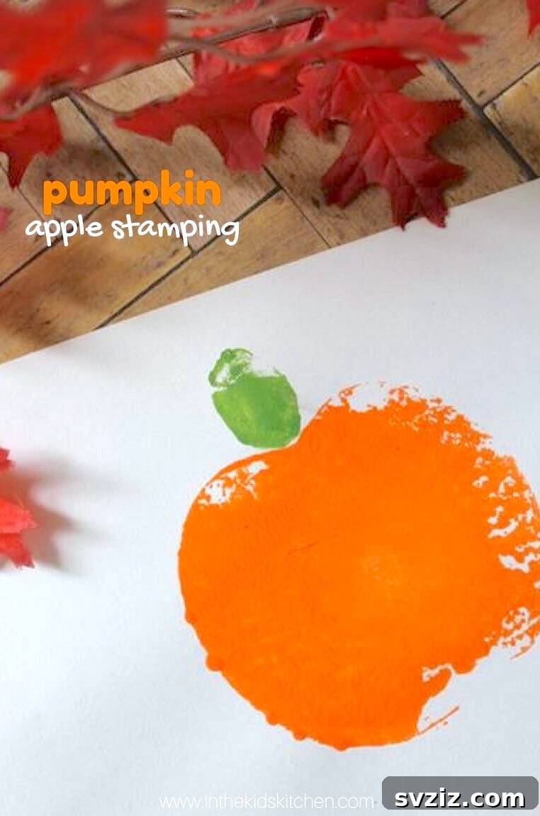 23 Gobble-Worthy Thanksgiving Art Ideas for Little Hands 23 21. Pumpkin Apple Stamping