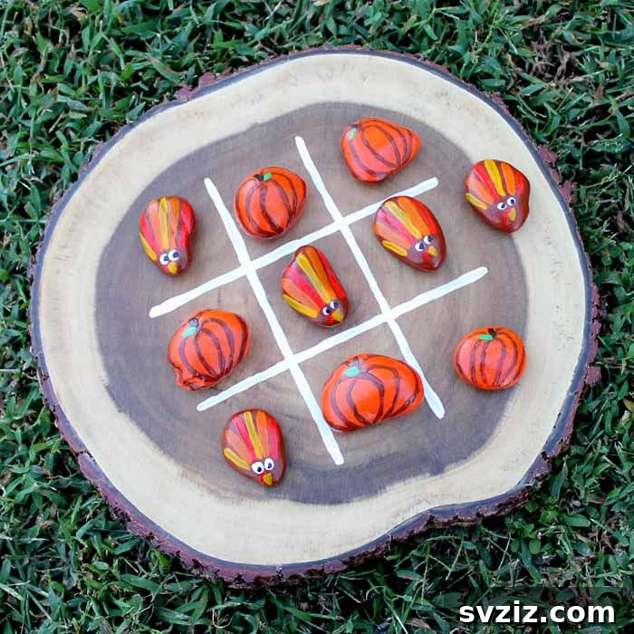 23 Gobble-Worthy Thanksgiving Art Ideas for Little Hands 4 2. Painted Rock Tic-Tac-Toe