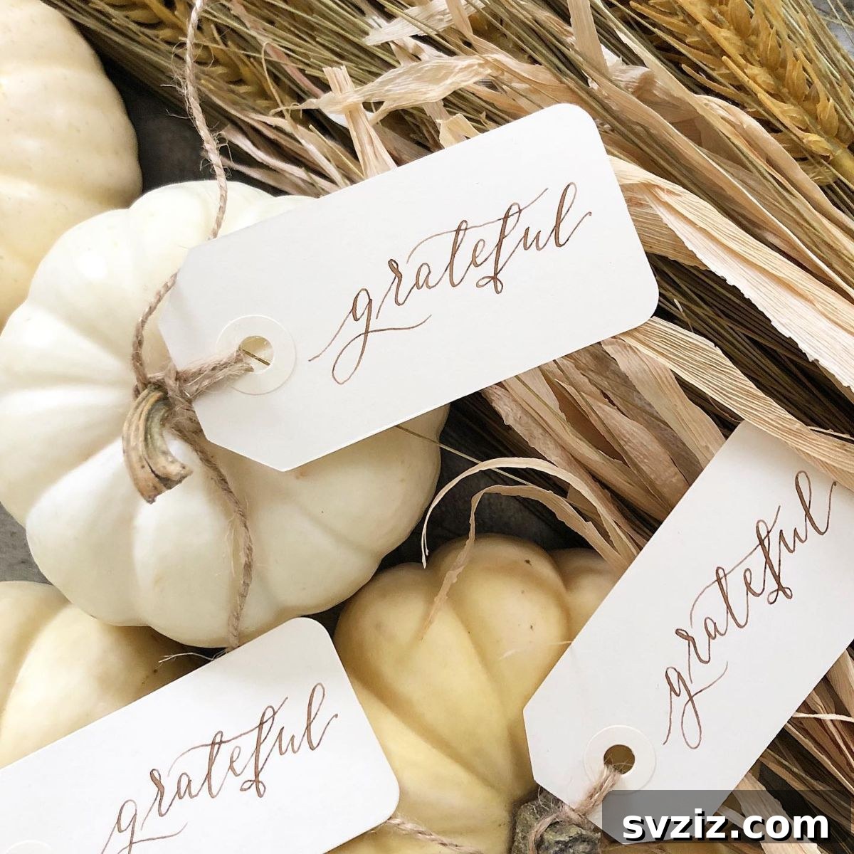 20. “Grateful” Pumpkin Tags