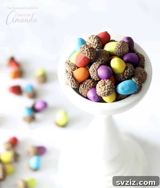 6. Bright Painted Acorns