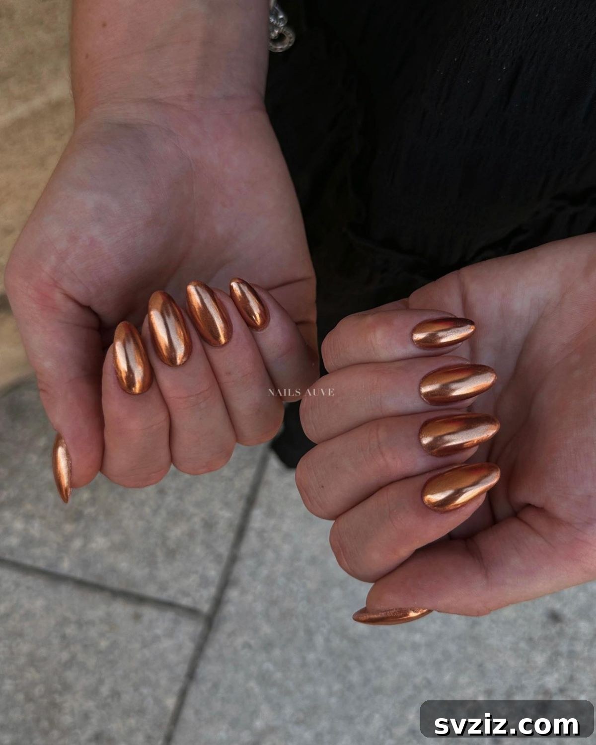 Gleaming Chrome Nail Art for Autumn 15 13. Chrome Orange Almond Nails