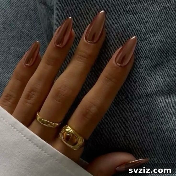 Gleaming Chrome Nail Art for Autumn 4 2. Elegant Dark Brown