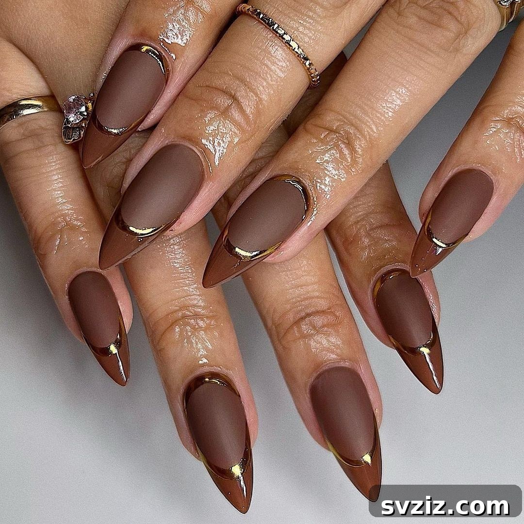 Gleaming Chrome Nail Art for Autumn 5 3. Chrome and Gold Tips