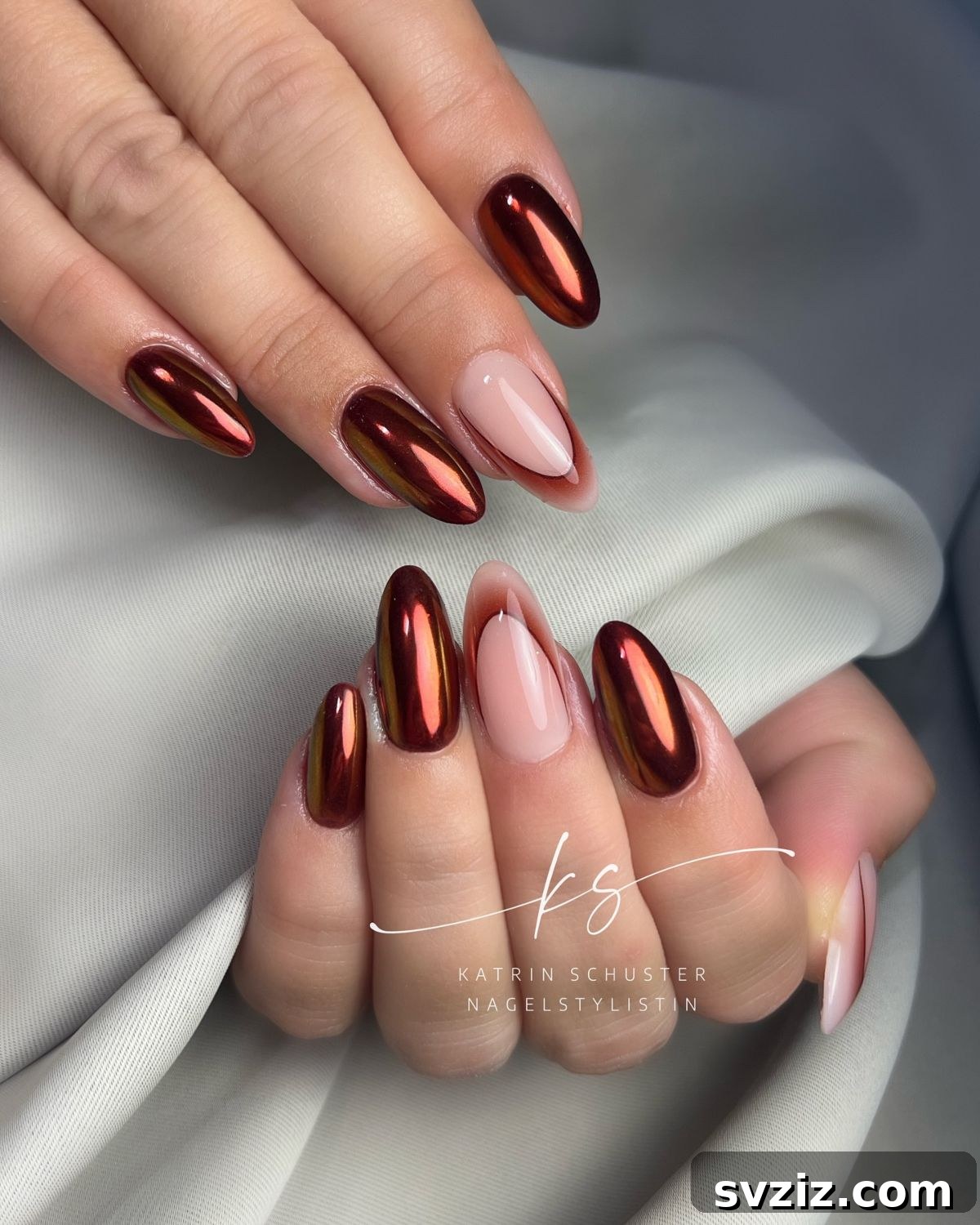 Gleaming Chrome Nail Art for Autumn 6 4. Romantic Fall Chrome Manicure