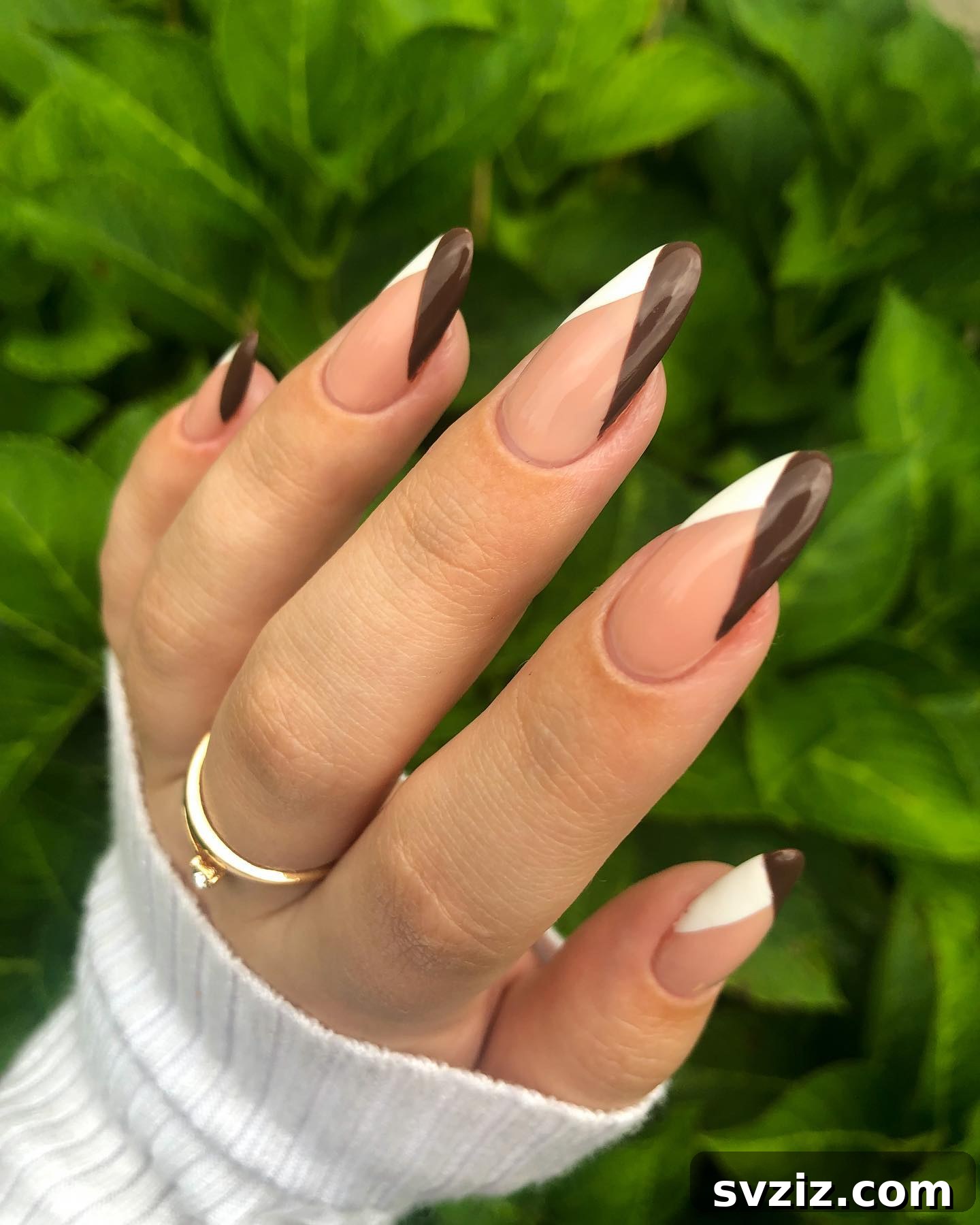 Classy Brown and White French Tip Fall Manicure