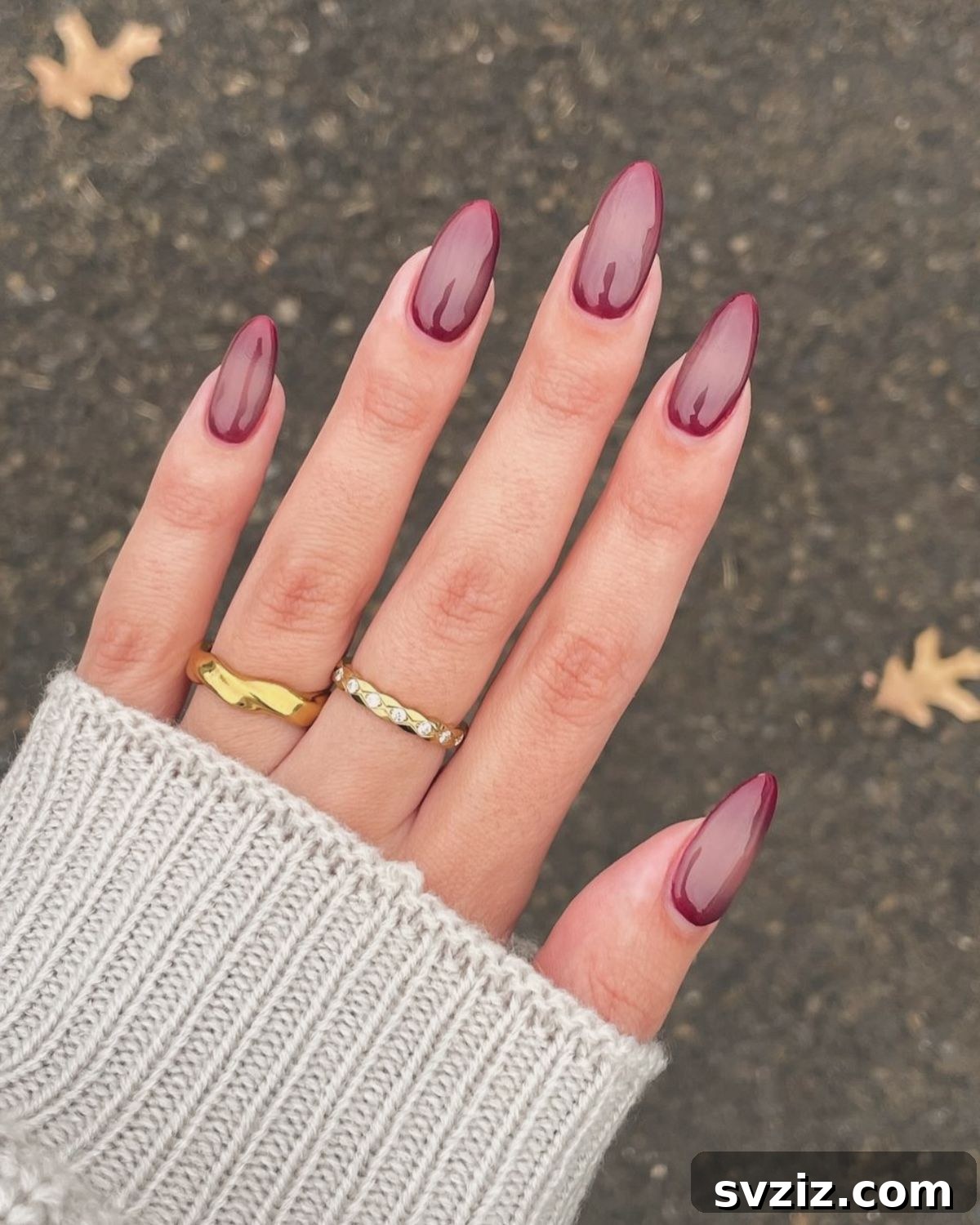 Chic Autumn Almond Nail Ideas 16 Classic and elegant simple red almond nails, a versatile and chic choice for the entire fall season