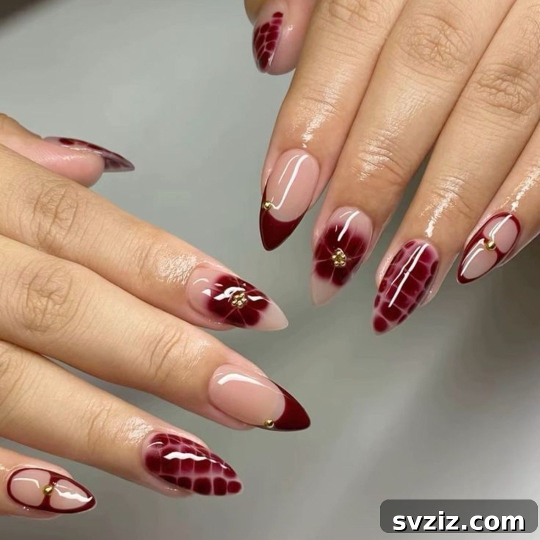 1. Long Burgundy Nails