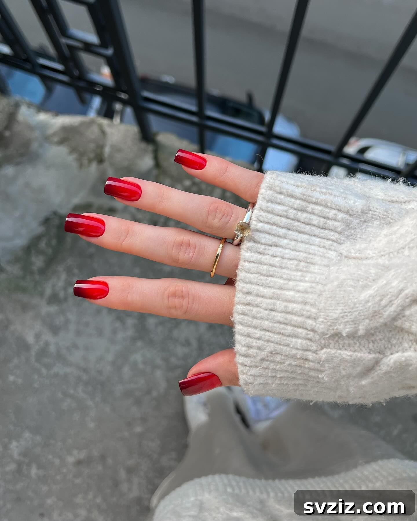 20. Red Ombre Nails