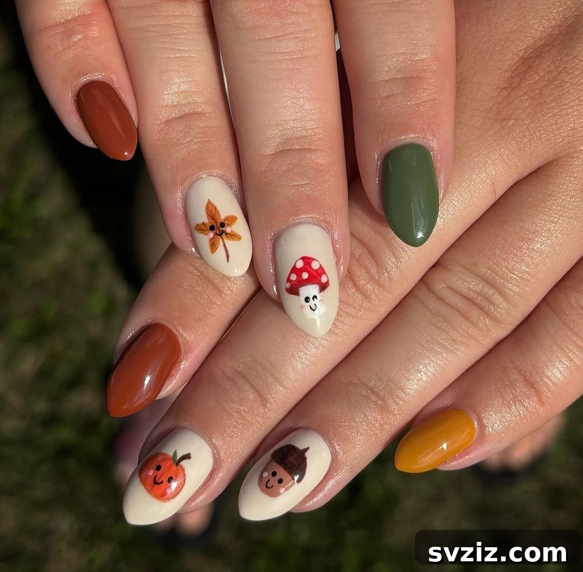 Get Festive Fingers: 21 Adorable Thanksgiving Nail Ideas 12 Sweet and Whimsical Thanksgiving Nail Designs