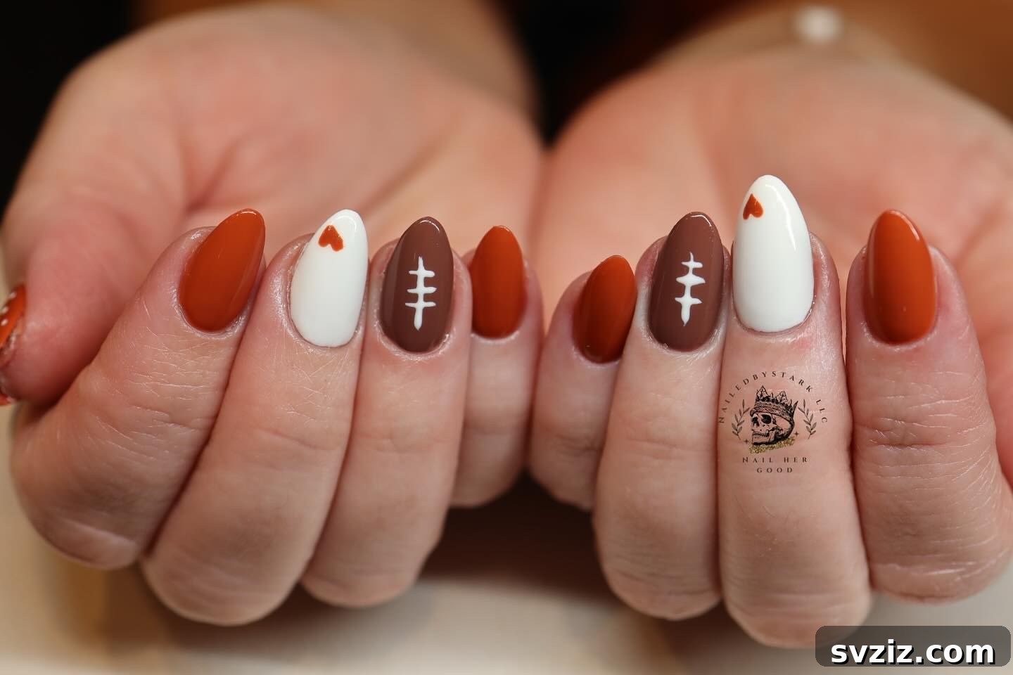 Get Festive Fingers: 21 Adorable Thanksgiving Nail Ideas 20 Thanksgiving Football Nail Art Design