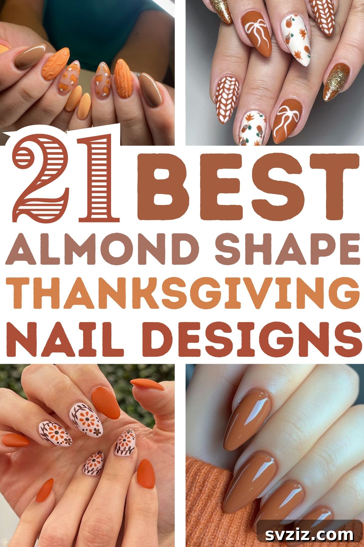 21 Exquisite Almond Nail Designs for Thanksgiving 2 thanksgiving almond shape nails