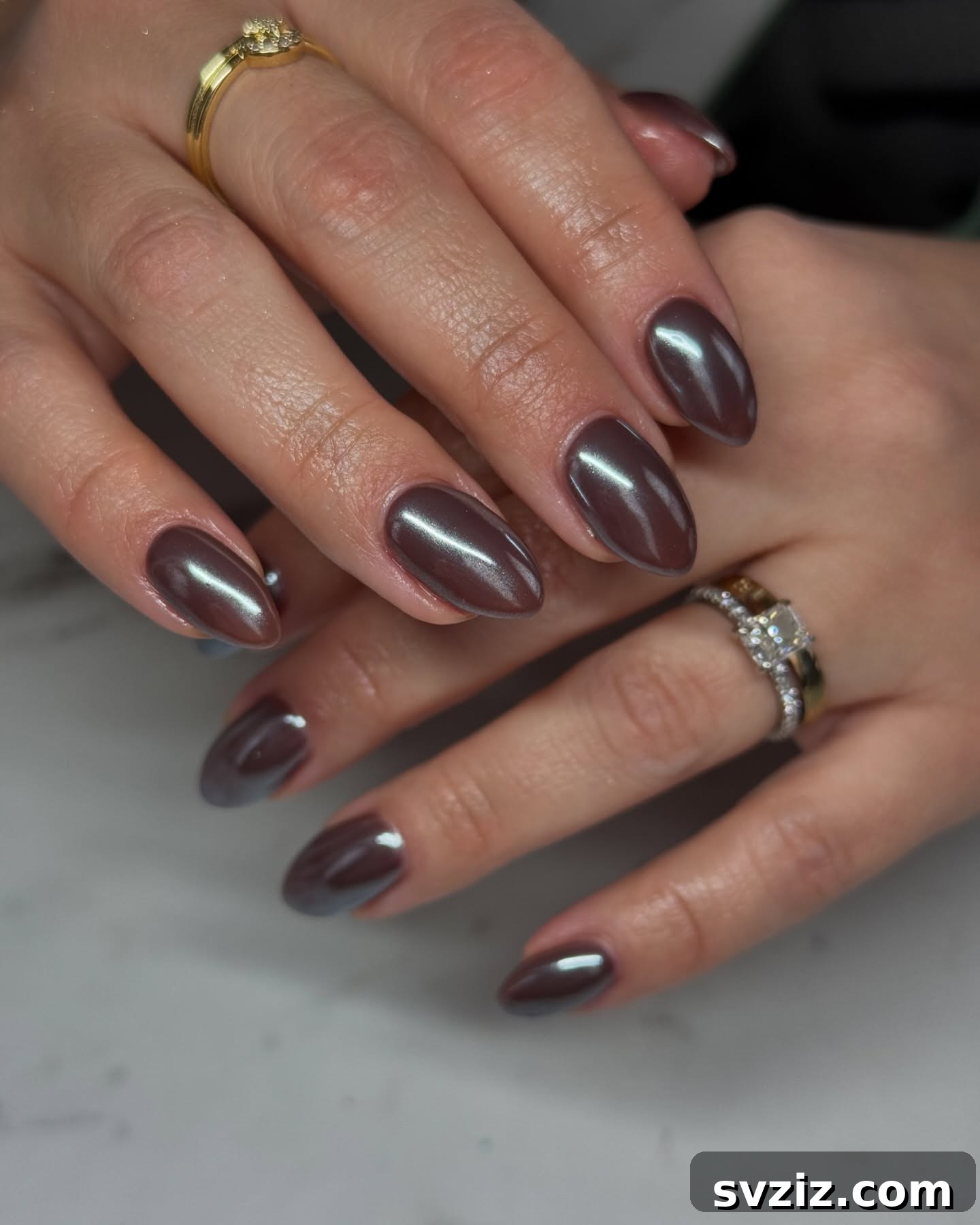 9. Brown Chrome Manicure