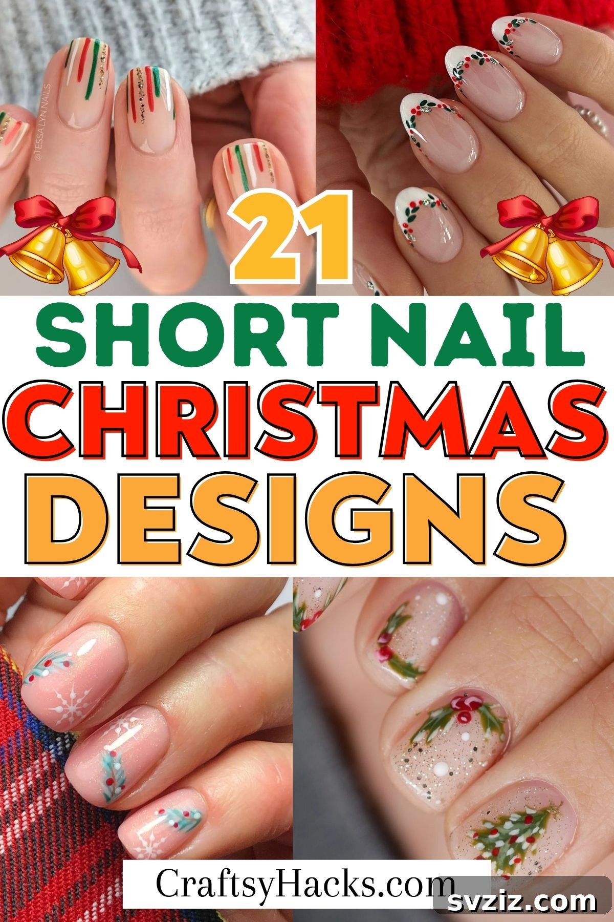 short nail ideas for christmas