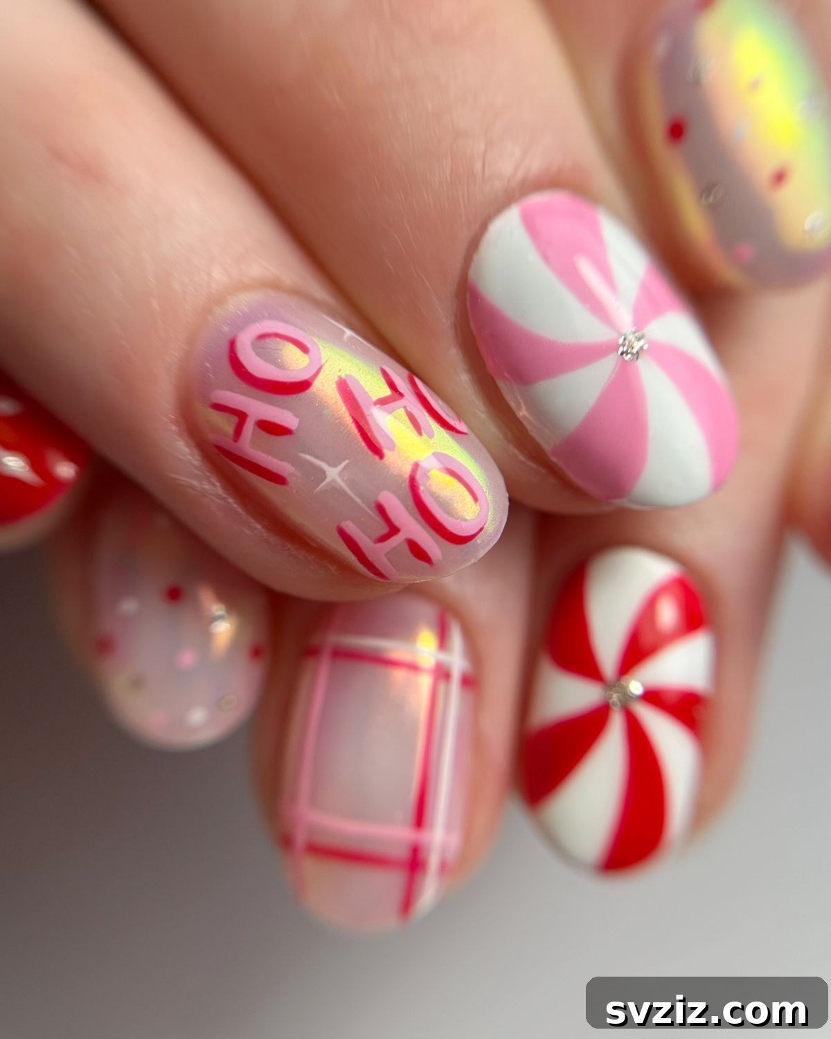 13. Chrome Nails with Red & Pink Nail Art
