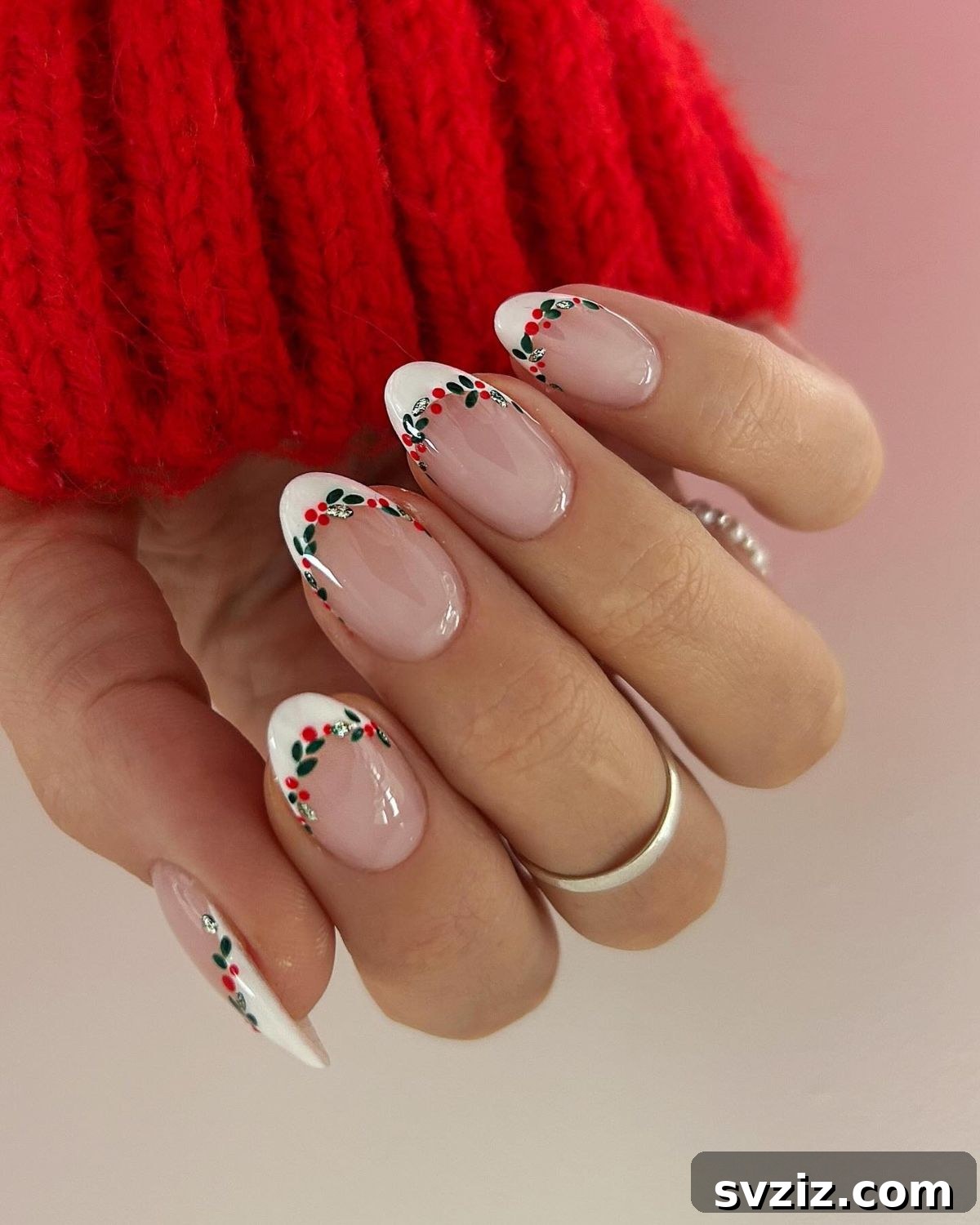7. Christmas French Manicure