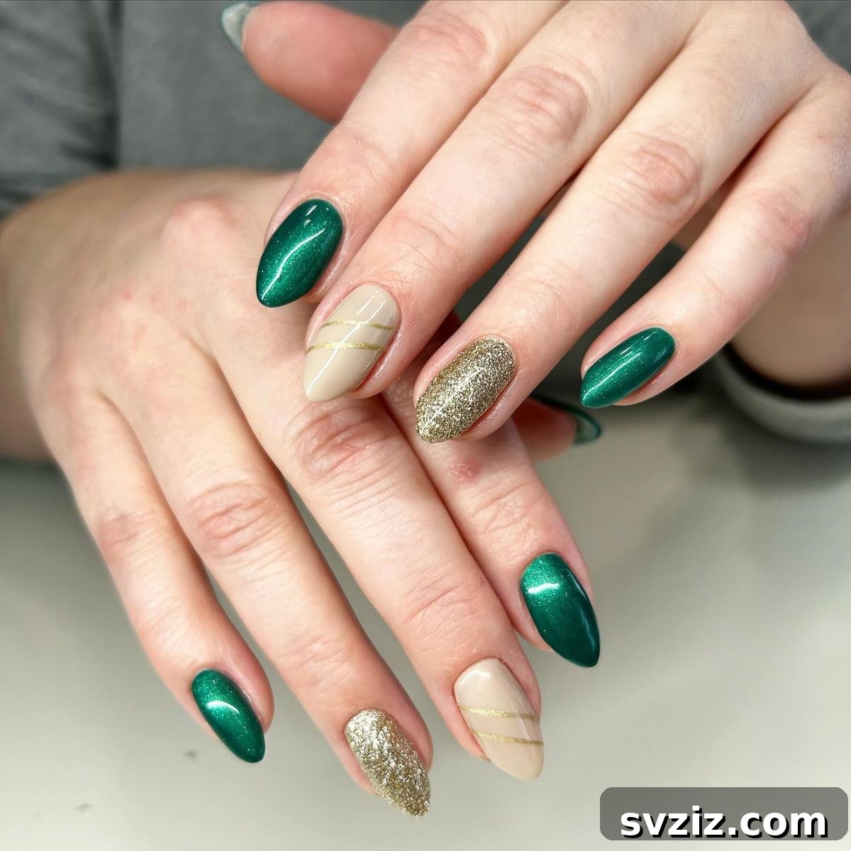 10. Gold, Green, and Nude
