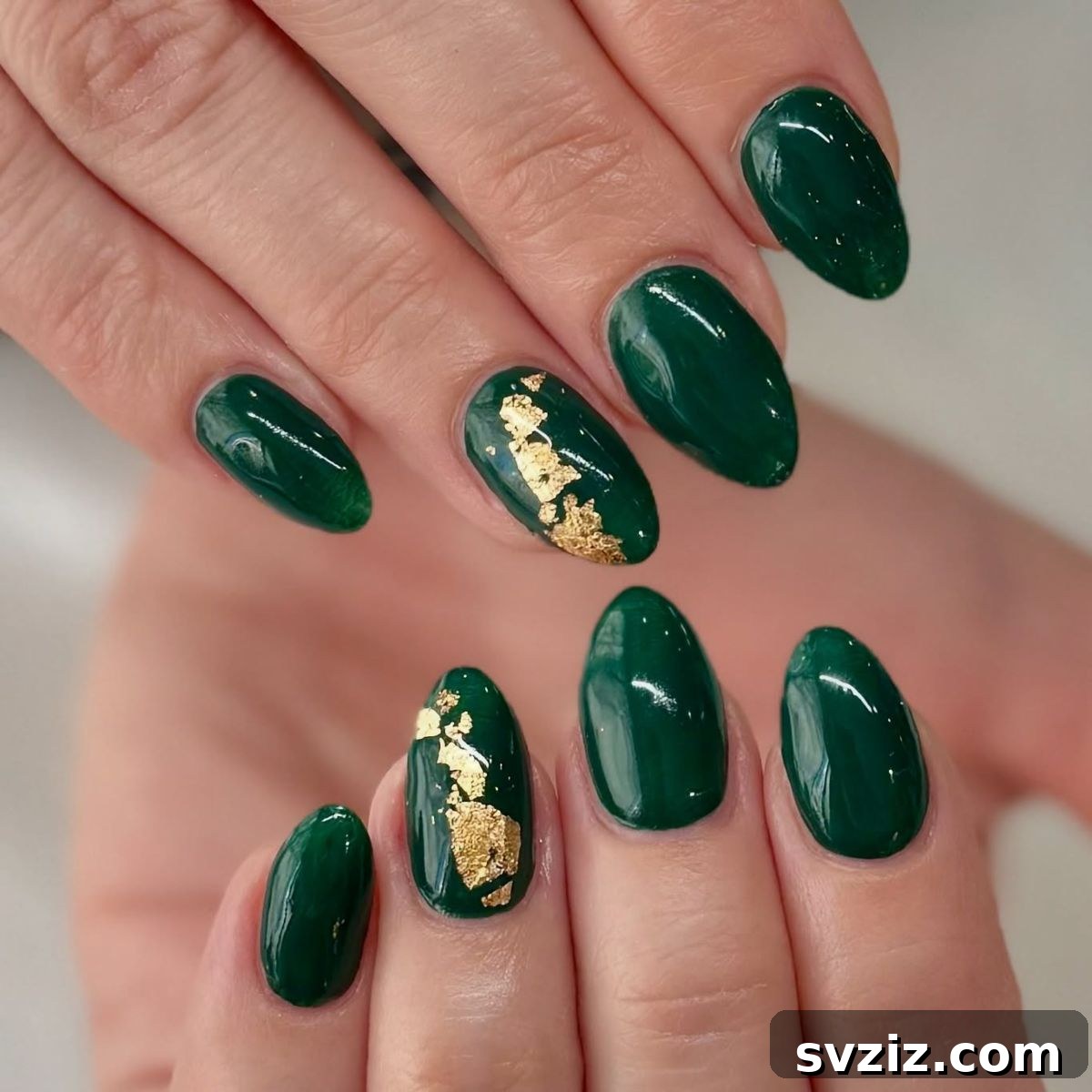 14. Green with Gold Leaf Accents