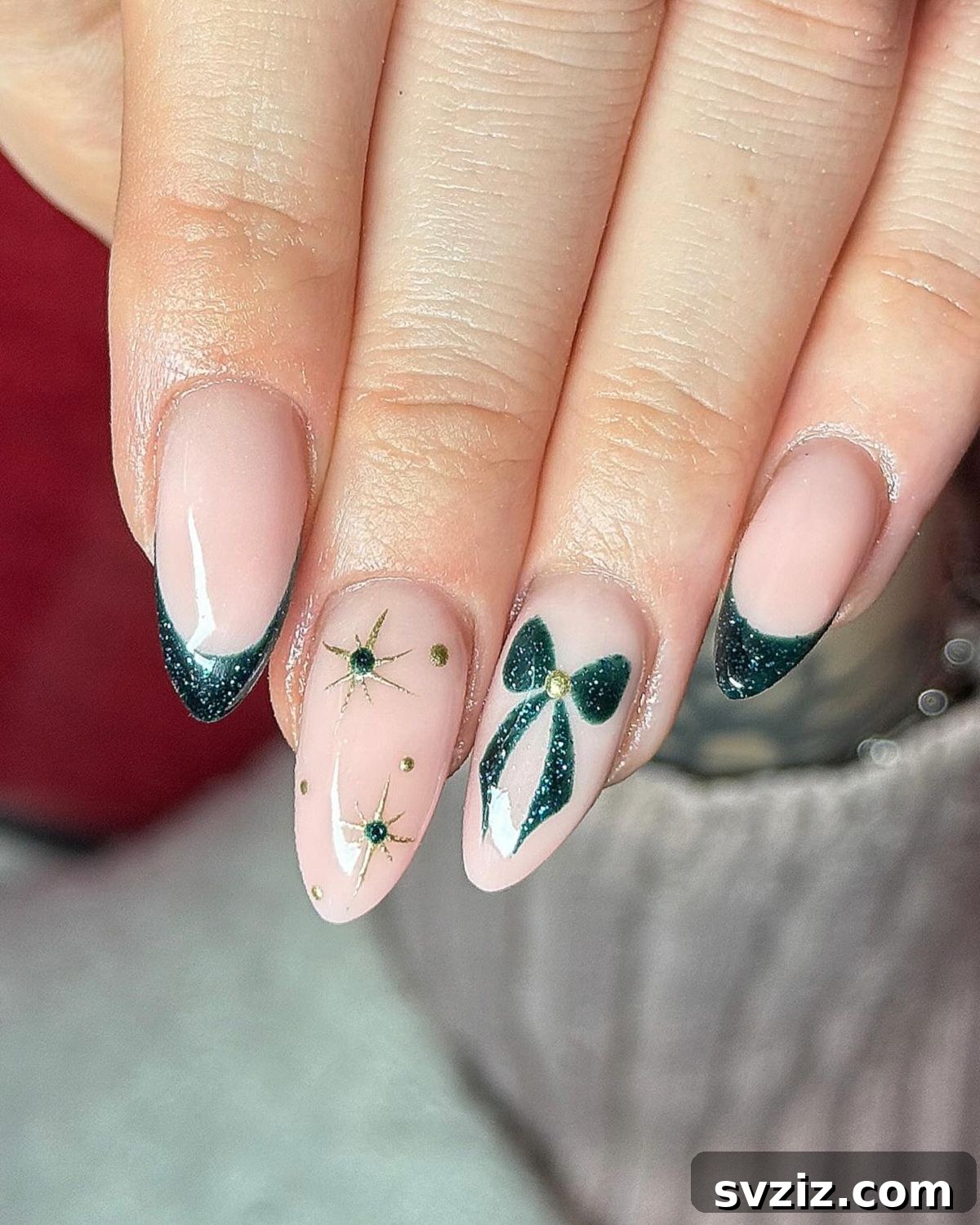 18. Sparkles, French Tips, and Bold Bows