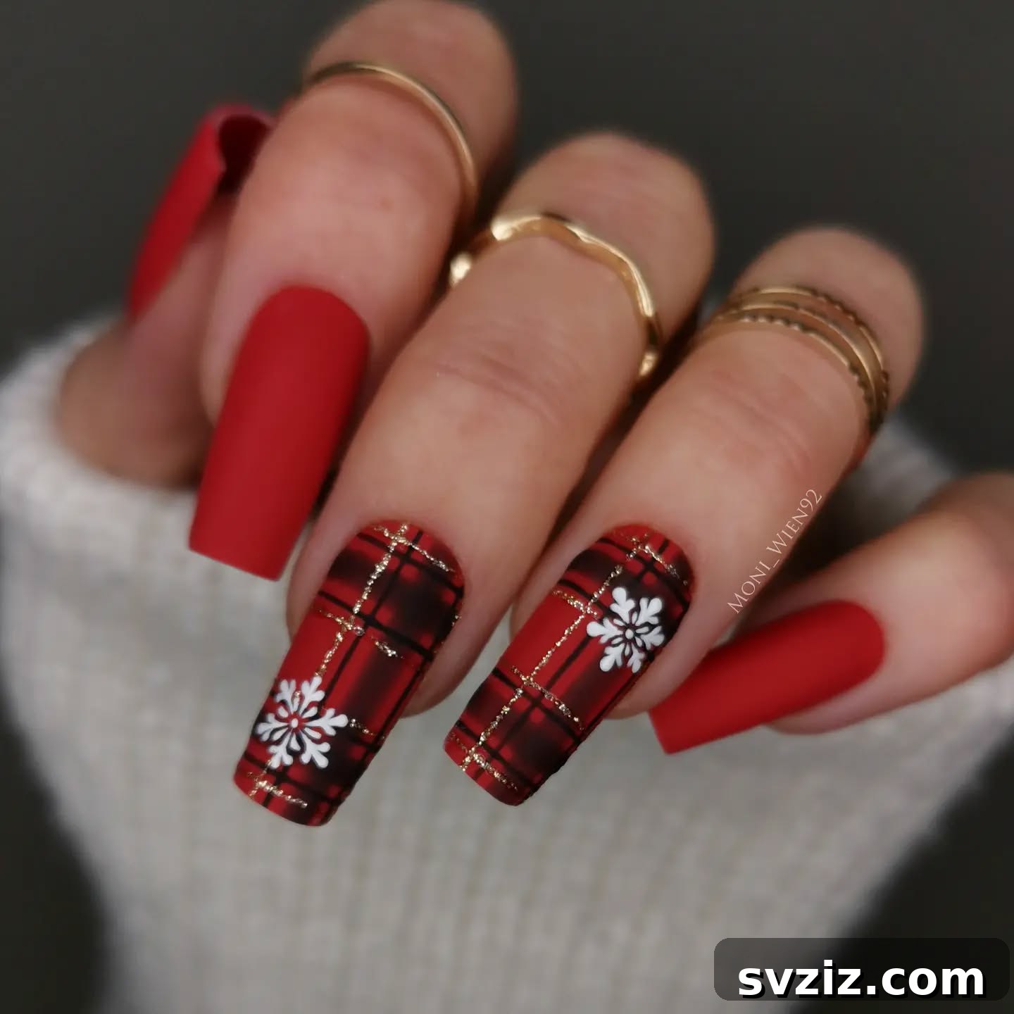 Festive Red Christmas Nail Art Ideas to Inspire Your Holiday Look 22 20. Red Plaid
