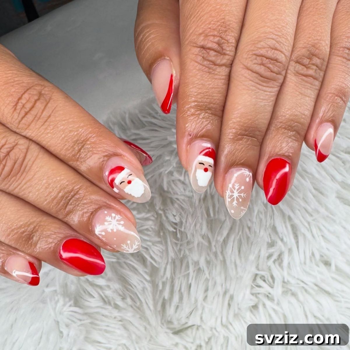 Festive Red Christmas Nail Art Ideas to Inspire Your Holiday Look 23 21. Cute Santas