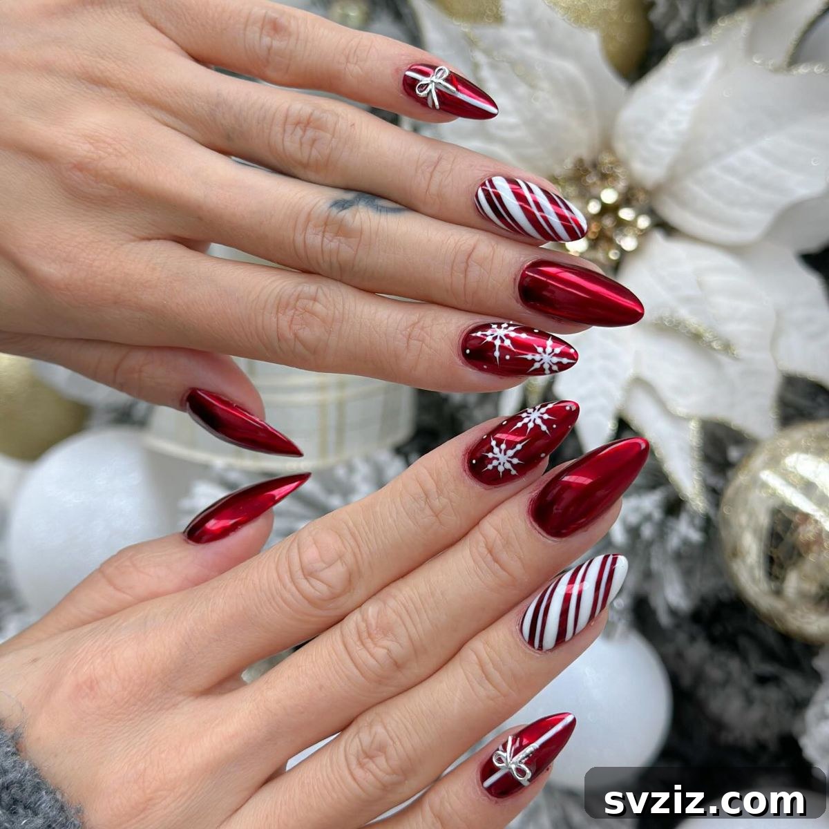 Festive Red Christmas Nail Art Ideas to Inspire Your Holiday Look 4 2. Red Chrome Nails