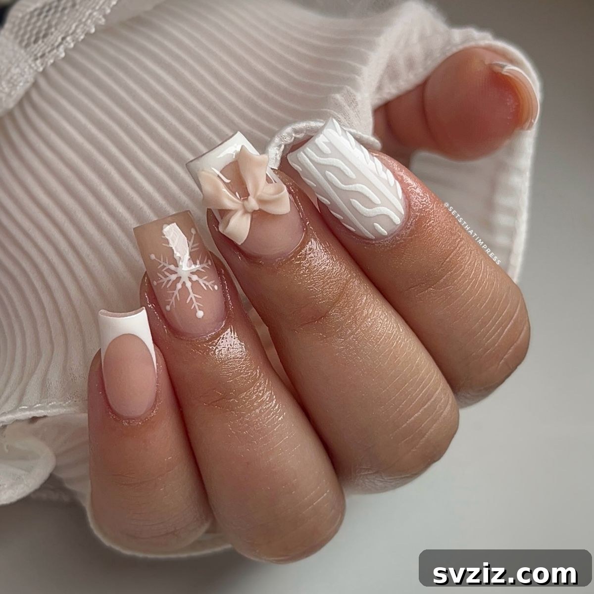 13. Cute and Fun White Christmas Manicure