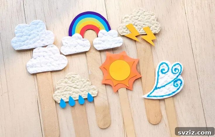53 Paper Craft Ideas to Spark Your Imagination 42 Creative weather craft sticks for kids to learn about different weather types