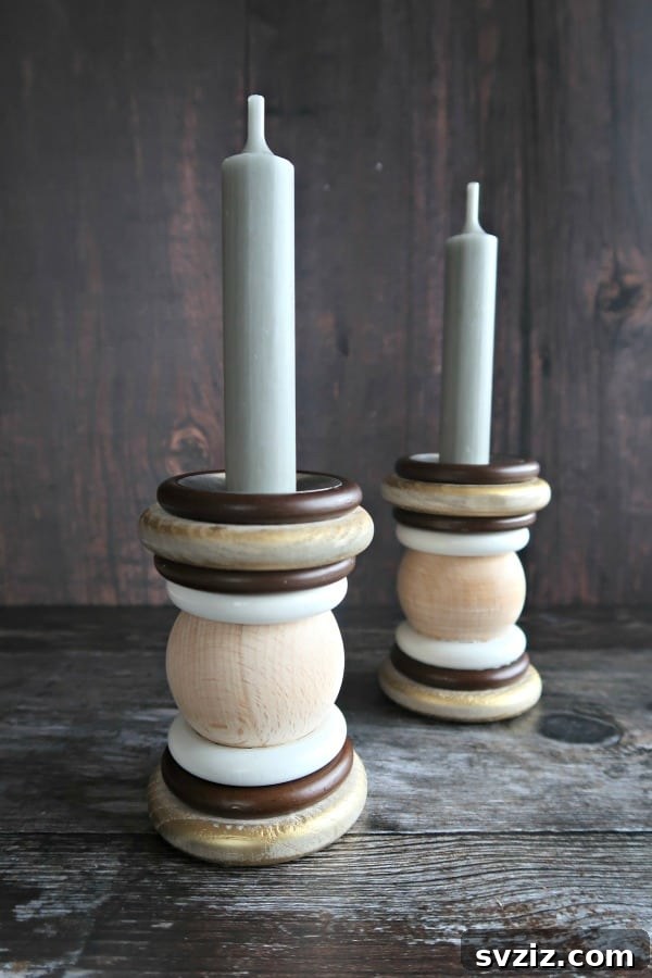 DIY Candlesticks made from repurposed curtain rings