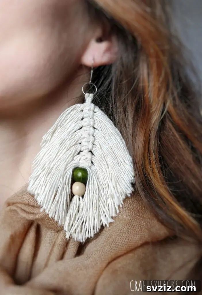 DIY Macrame Leaf Earrings, a delicate jewelry craft