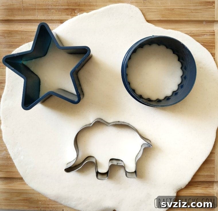 Family Fun: Creating Salt Dough Keepsakes 7 cookie cutters in dough